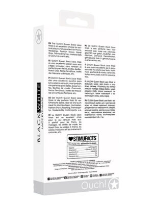 Shots Ouch Black & White Lace Eye Mask - Queen Black