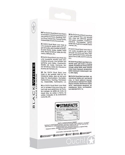Shots Ouch Black & White Lace Eye Mask – Royal Black