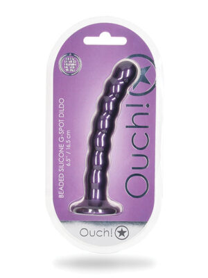Shots Ouch 6.5" Beaded G-Spot Dildo - Metallic Purple