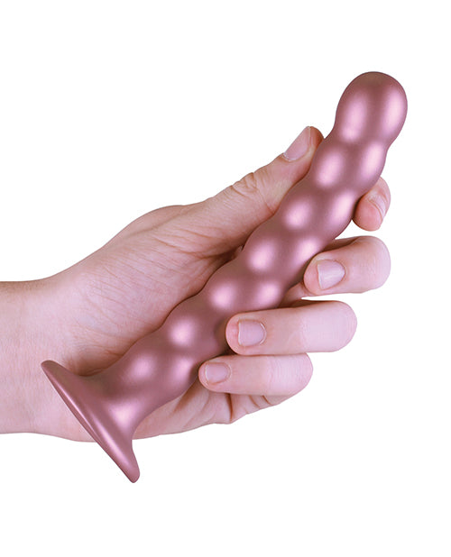 Shots Ouch 6.5" Beaded G-Spot Dildo - Rose Gold - Image 4