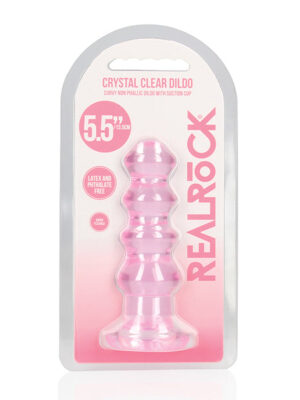 Shots RealRock Crystal Clear 5.5" Curvy Dildo/Butt Plug - Pink