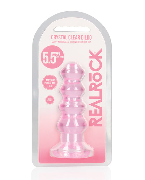 Shots RealRock Crystal Clear 5.5″ Curvy Dildo/Butt Plug – Pink