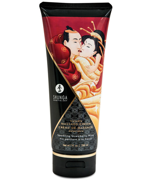 Shunga Kissable Massage Cream – 7 oz Sparkling Strawberry Wine