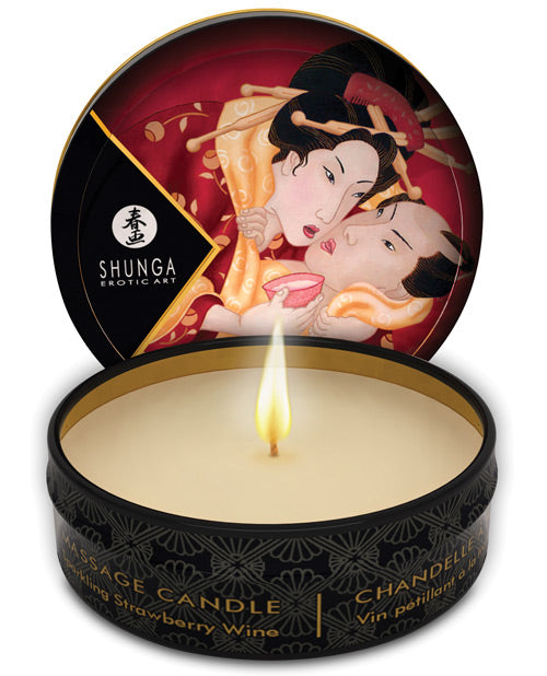 Shunga Romance Mini Candlelight Massage Candle – 1 oz Sparkling Strawberry Wine