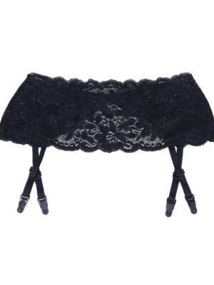Stretch Lace Garter Belt w/Adjustable Garters Black O/S