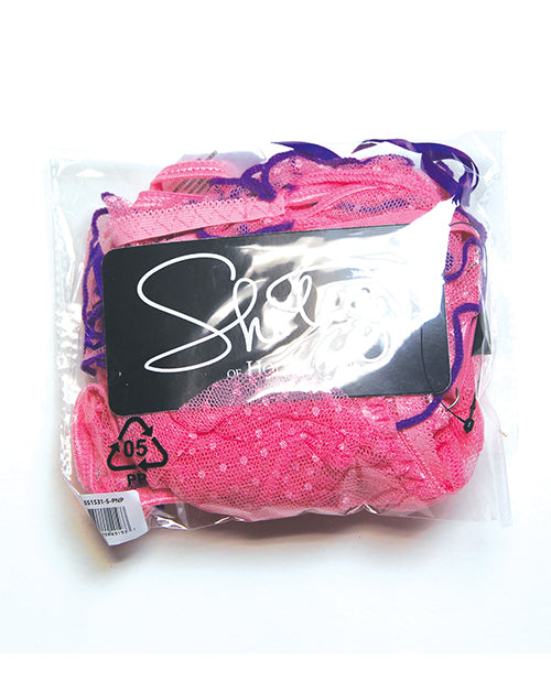 Sheer Dot Mesh Ruffled Peek-A-Boo Babydoll w/G-String - Pink SM - Image 6