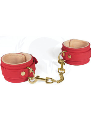 Spartacus PU Wrist Cuffs w/Plush Lining - Red