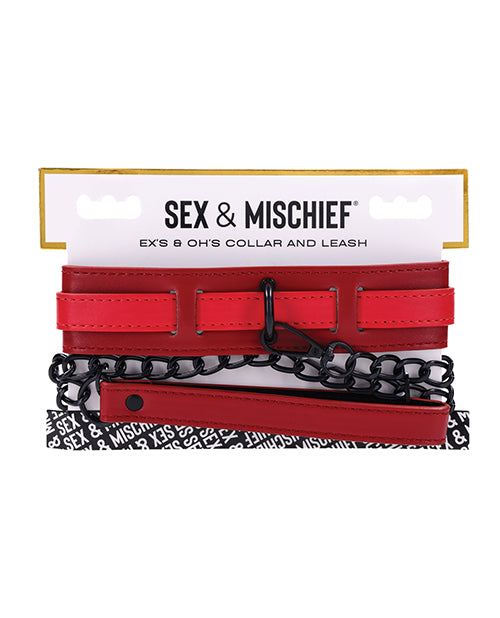 Sex & Mischief Ex’s & Oh’s Collar & Leash – Red/Black