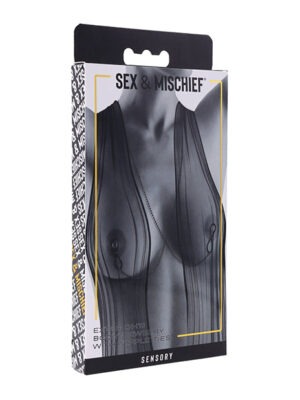 Sex & Mischief Ex's & Oh's Body Jewelry w/Nipple Ties - Black