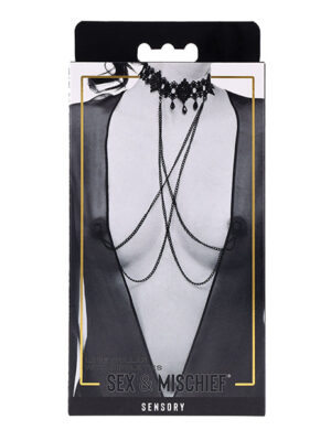 Sex & Mischief Lace Collar with Nipple Ties