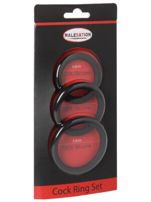 MALESATION Cock Ring Set - Pack of 3 Black