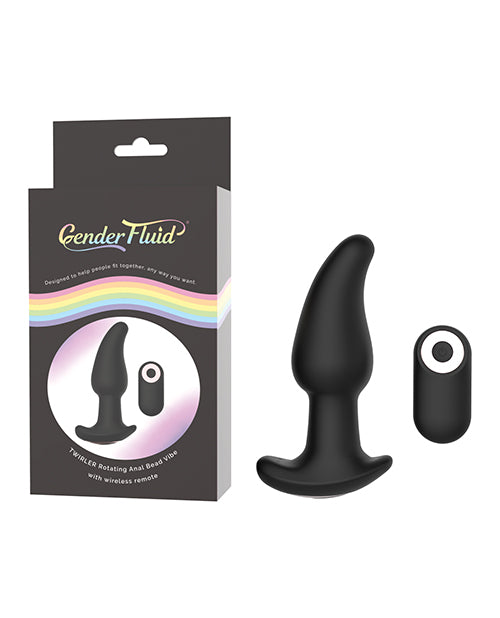 Gender Fluid Twirler Anal Vibe w/Remote – Black