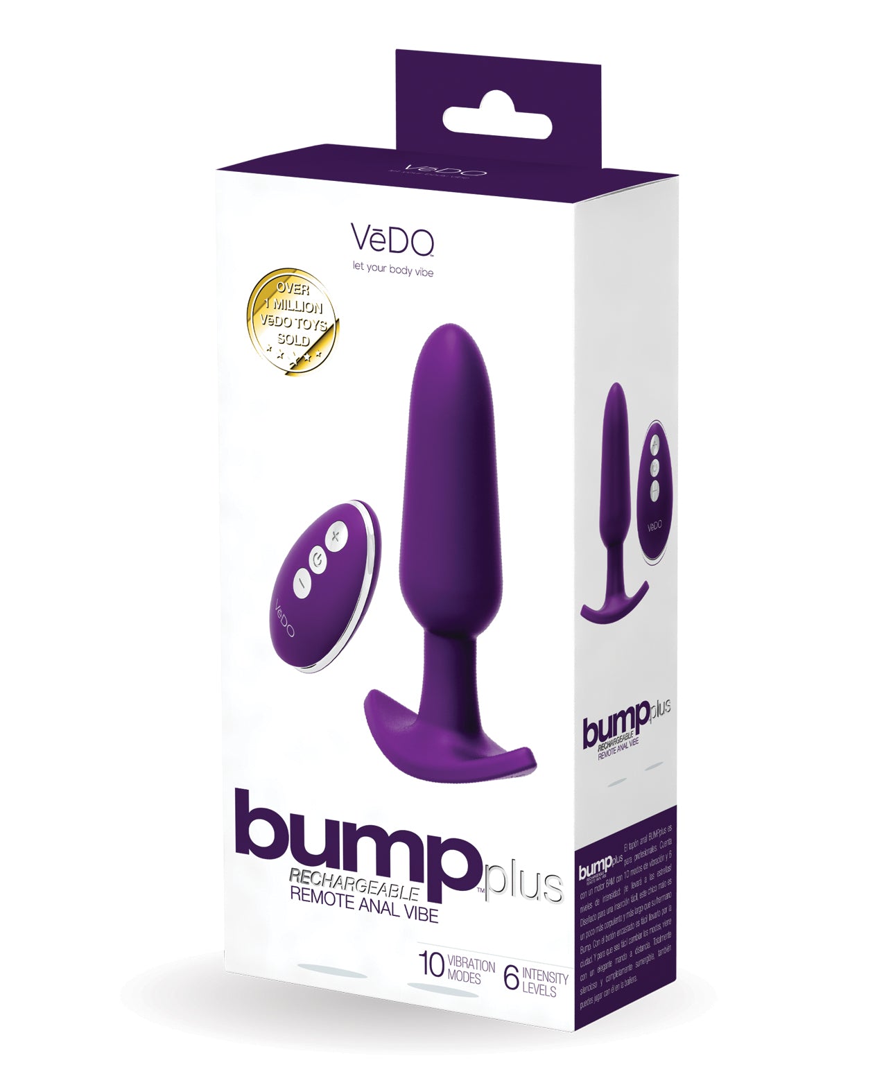 VeDO Bump Plus Rechargeable Remote Control Anal Vibe – Deep Purple