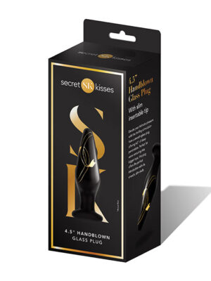 Secret Kisses 4.5" Handblown Glass Plug - Black/Gold
