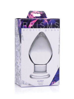 Prisms Erotic Glass Molten Wide Glass Butt Plug - Clear