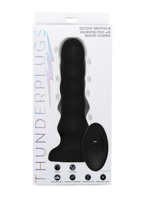 ThunderPlugs Silicone Vibrating & Squirming Plug w/Remote - Black
