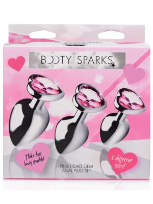 Booty Sparks Pink Heart Gem Anal Plug Set