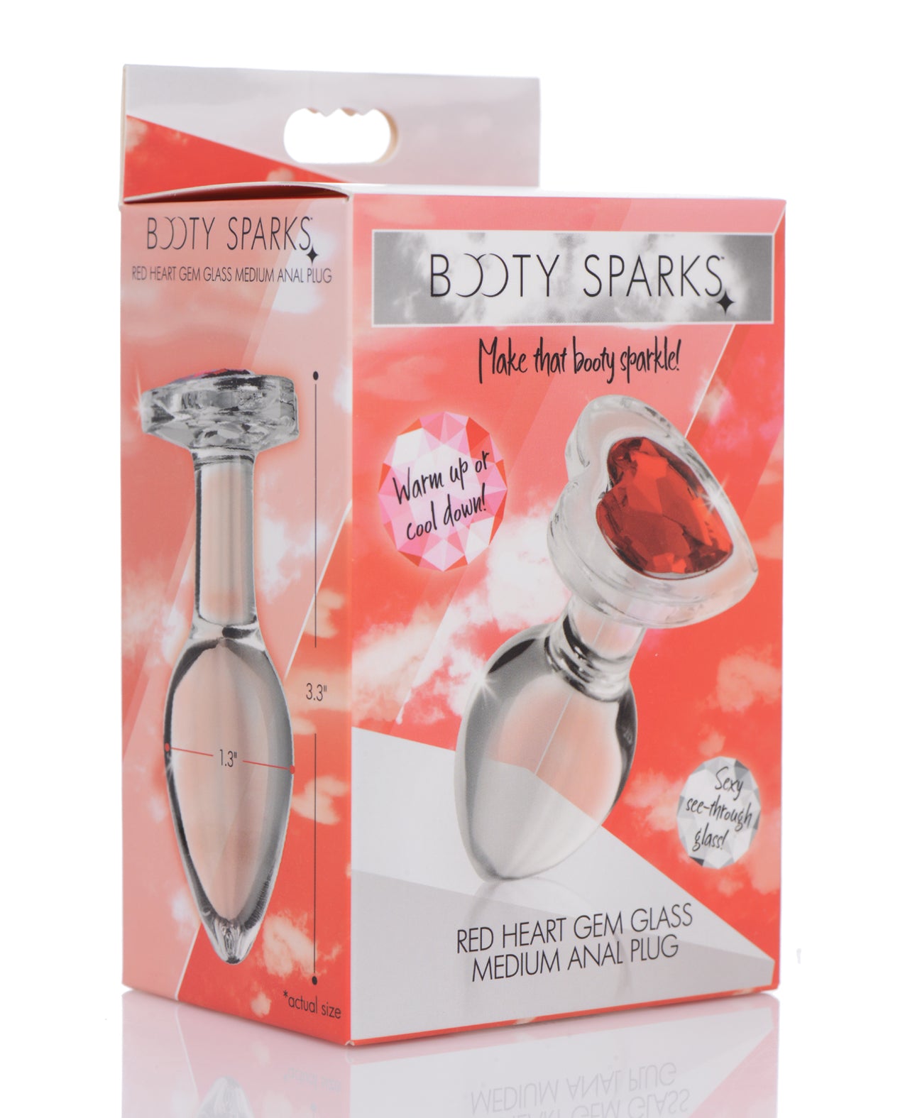 Booty Sparks Red Heart Gem Glass Anal Plug – Medium
