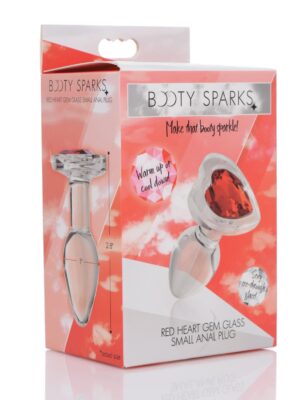 Booty Sparks Red Heart Gem Glass Anal Plug - Small