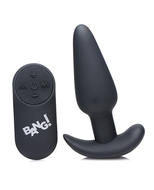 Bang! 21X Vibrating Silicone Butt Plug w/Remote – Black