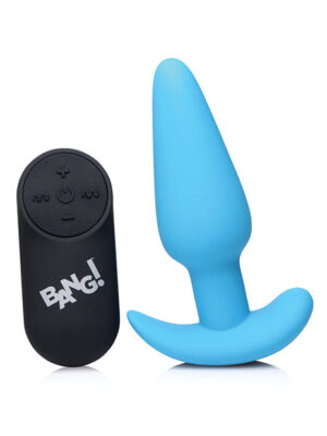 Bang! 21X Vibrating Silicone Butt Plug w/Remote - Blue