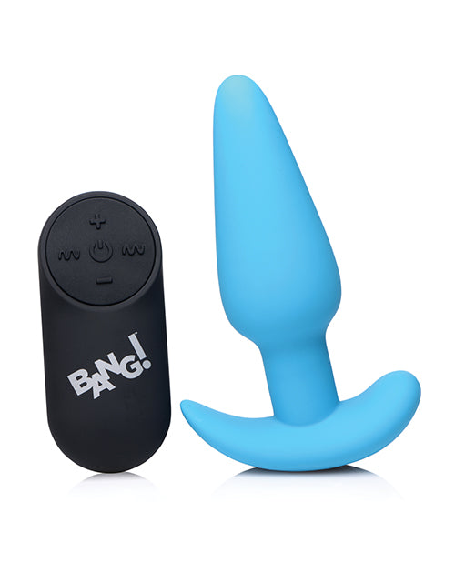 Bang! 21X Vibrating Silicone Butt Plug w/Remote – Blue