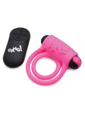 Bang! Vibrating Cock Ring & Bullet w/Remote Control - Pink