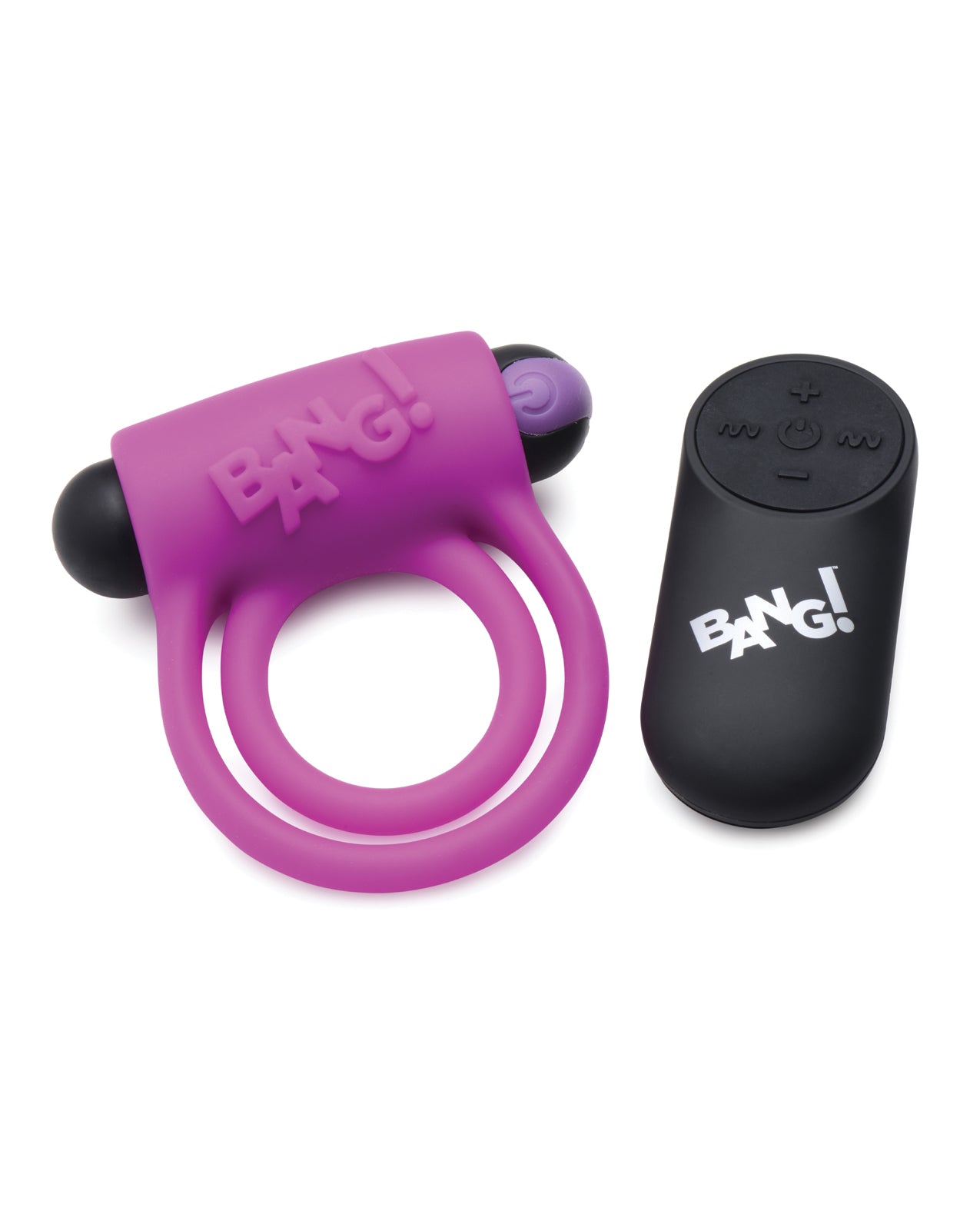 Bang! Vibrating Cock Ring & Bullet w/Remote Control – Purple