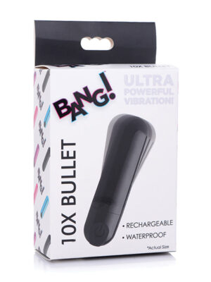 Bang! 10X Rechargeable Vibrating Metallic Bullet - Black