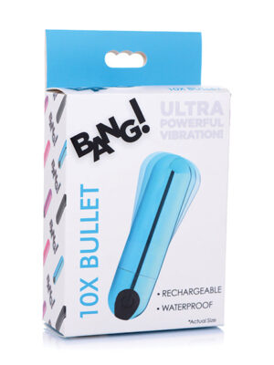 Bang! 10X Rechargeable Vibrating Metallic Bullet - Blue