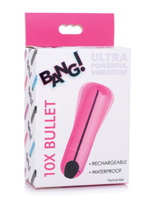 Bang! 10X Rechargeable Vibrating Metallic Bullet - Pink