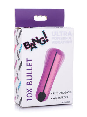 Bang! 10X Rechargeable Vibrating Metallic Bullet - Purple