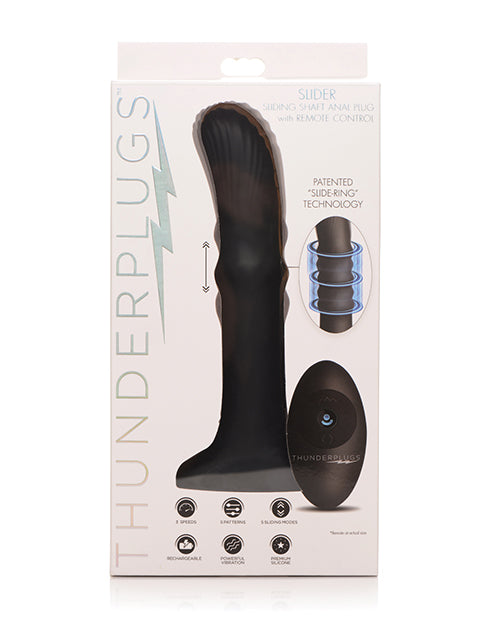 ThunderPlugs Sliding Shaft Silicone Vibrator w/Remote – Black