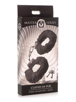 Master Series Cuffed in Fur Furry Handcuffs - Black