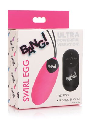 Bang! 28X Swirl Silicone Egg w/Remote Control - Pink