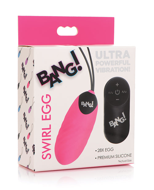 Bang! 28X Swirl Silicone Egg w/Remote Control – Pink