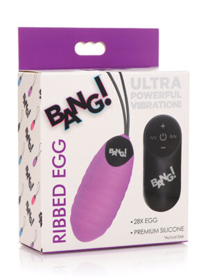Bang! 28X Ribbed Silicone Egg w/Remote Control - Purple