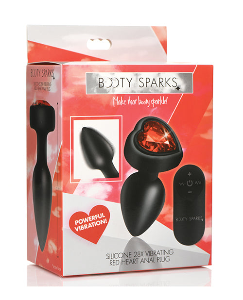 Booty Sparks 28X Silicone Vibrating Red Heart Anal Plug w/Remote – Small