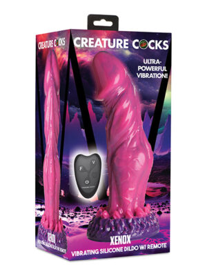 Creature Cocks Xenox Vibrating Silicone Dildo w/Remote - Pink/Purple