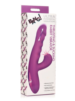 Bang! Thrusting & Sucking Rabbit Vibrator - Purple