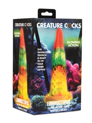 Creature Cocks Luminoctopus Glow-in-the-Dark Tentacle Dildo - Rainbow