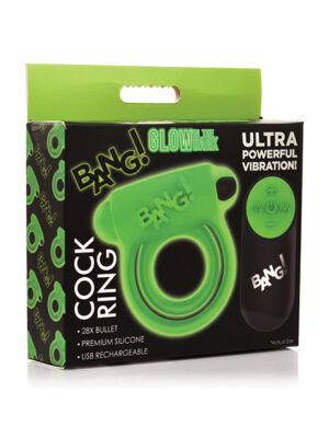 Bang! Glow in the Dark 28X Remote Controlled Cock Ring