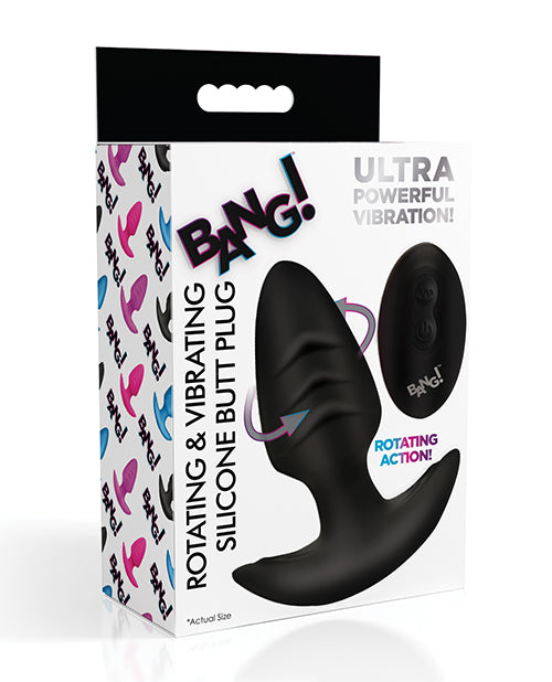 Bang! Rotating & Vibrating Tapered Butt Plug w/Remote – Black