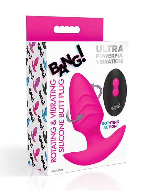 Bang! Rotating & Vibrating Tapered Butt Plug w/Remote – Pink