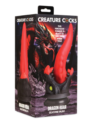 Creature Cocks Dragon Roar Silicone Dildo - Red/Black