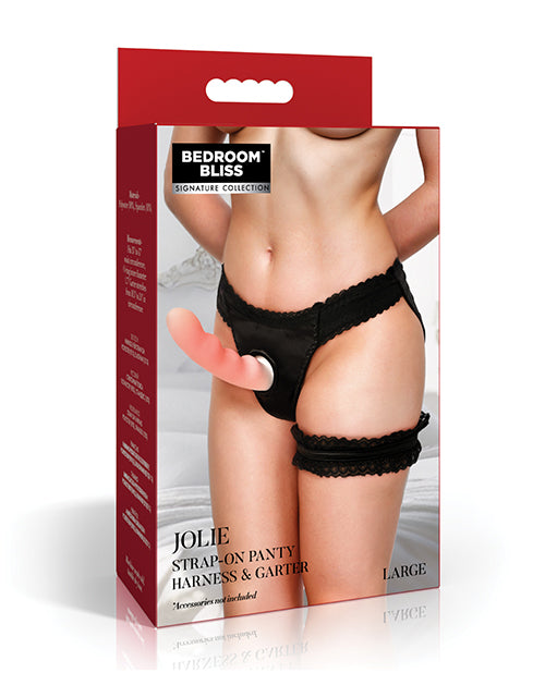 Bedroom Bliss Jolie Strap-On Panty Harness & Garter – Large