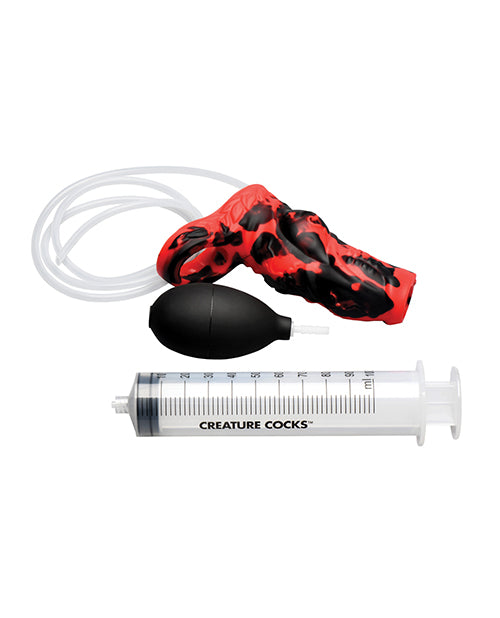 Creature Cocks Hell Hound Squirting Silicone Penis Enhancer - Red - Image 4
