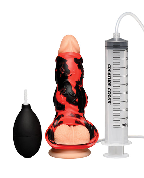 Creature Cocks Hell Hound Squirting Silicone Penis Enhancer - Red - Image 5