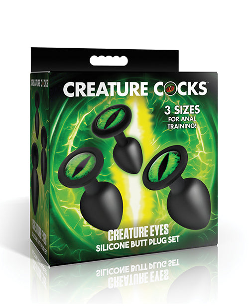 Creature Cocks – Creature Eyes Green Eye Silicone Butt Plug Set