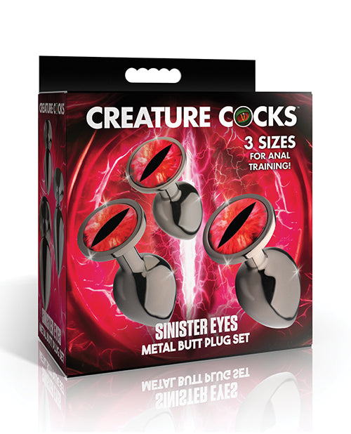 Creature Cocks – Sinister Eyes Red Eye Metal Butt Plug Set